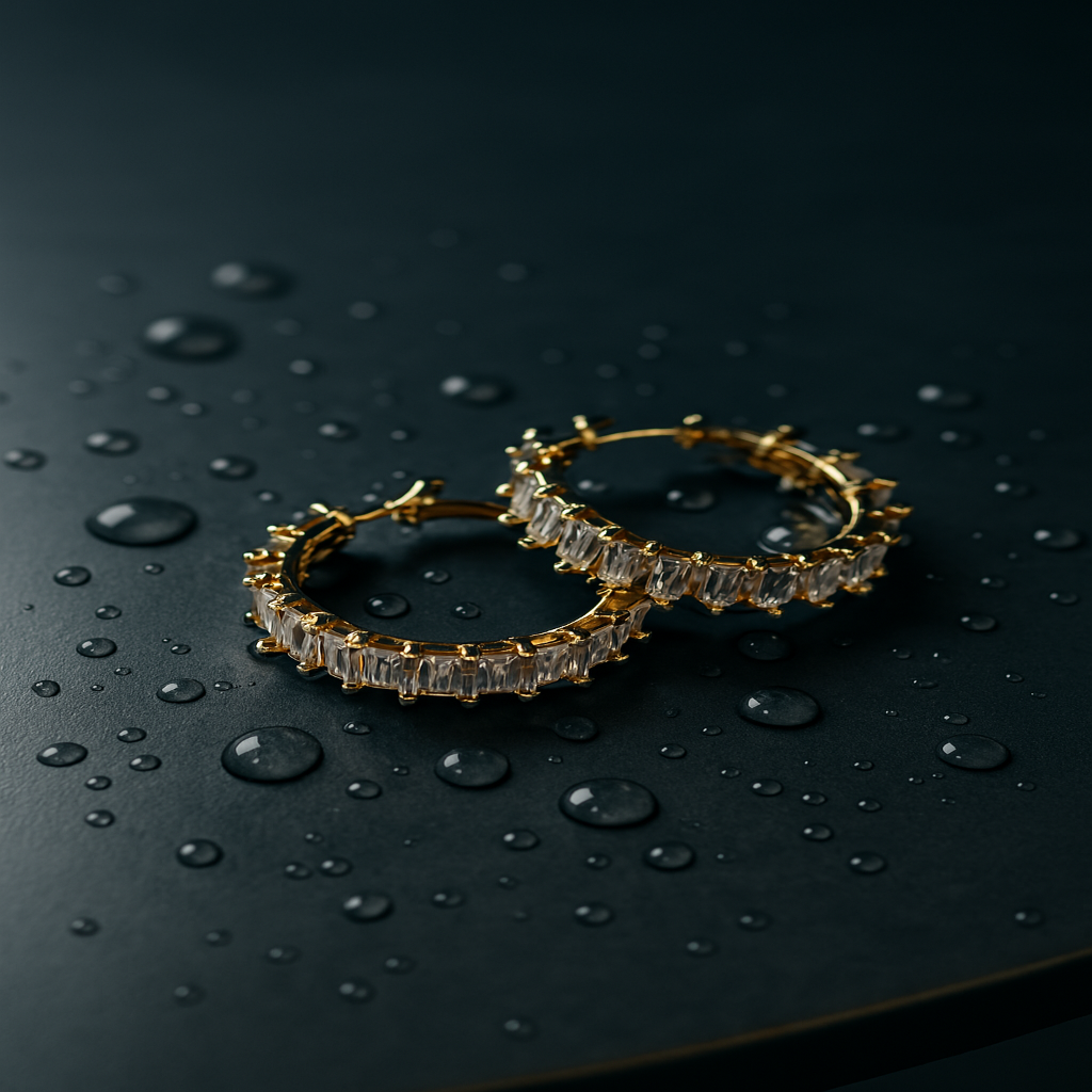 Radiant Baguette-Cut Gold Hoop Earrings